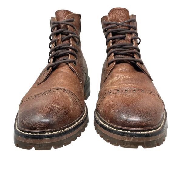 Warfield & Grand Boots Mens 9 Brown Leather Upper Cap Toe Brogue Darren‎
